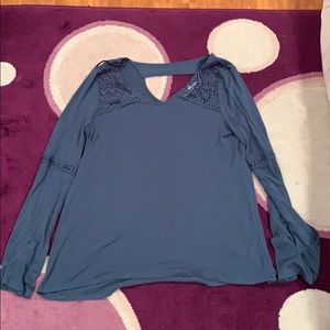 Teal flowy business top